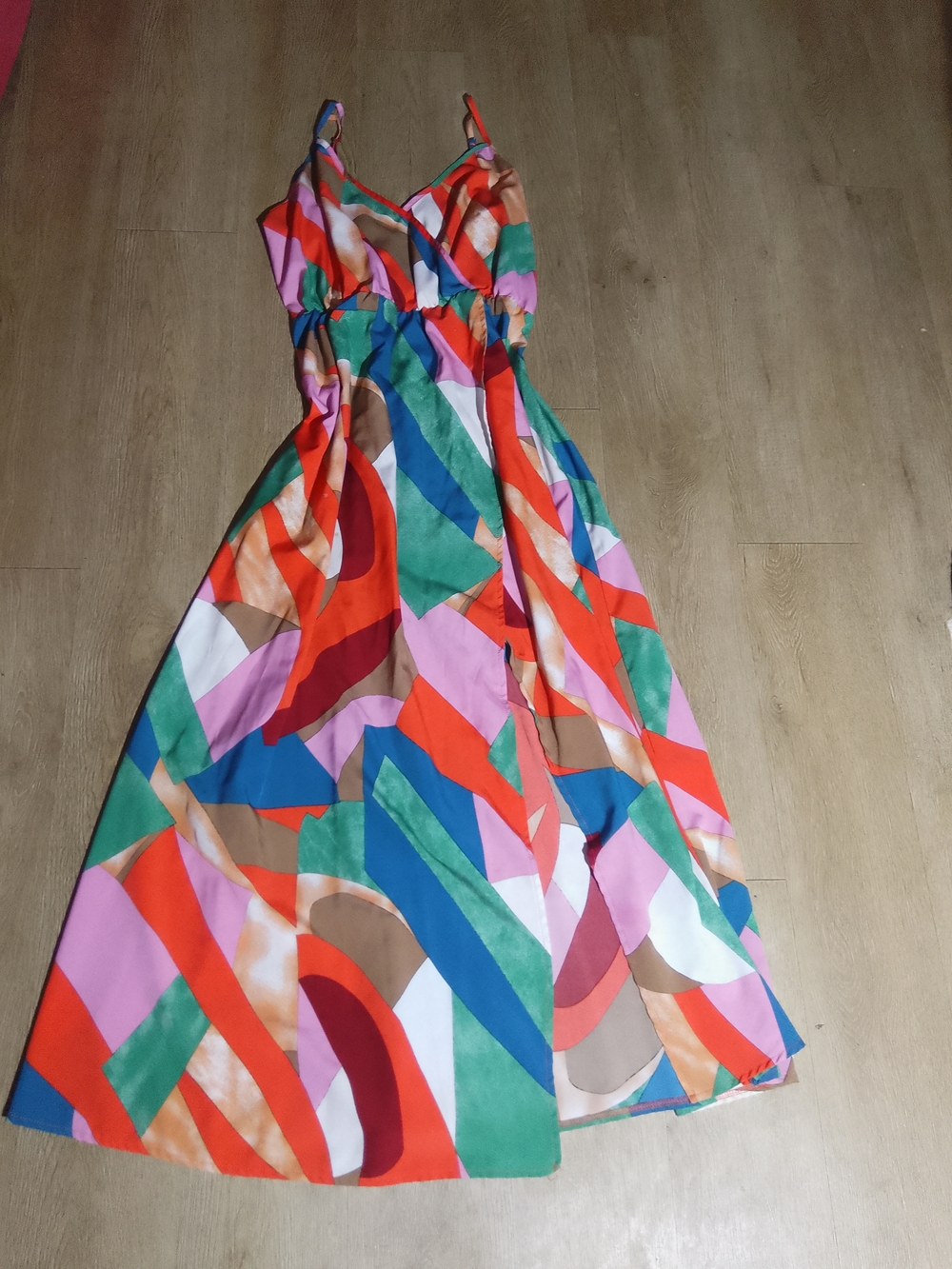 SHEIN Multicolor Geometric V‑Neck Maxi Dress
